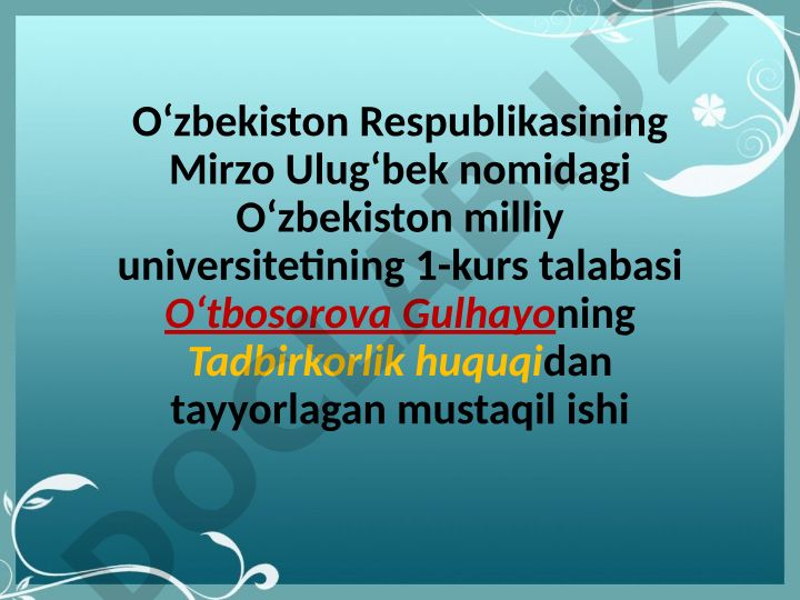 Tadbirkorlik subyektlarini davlat ro'yxatidan o'tkazish tartibi va organlari