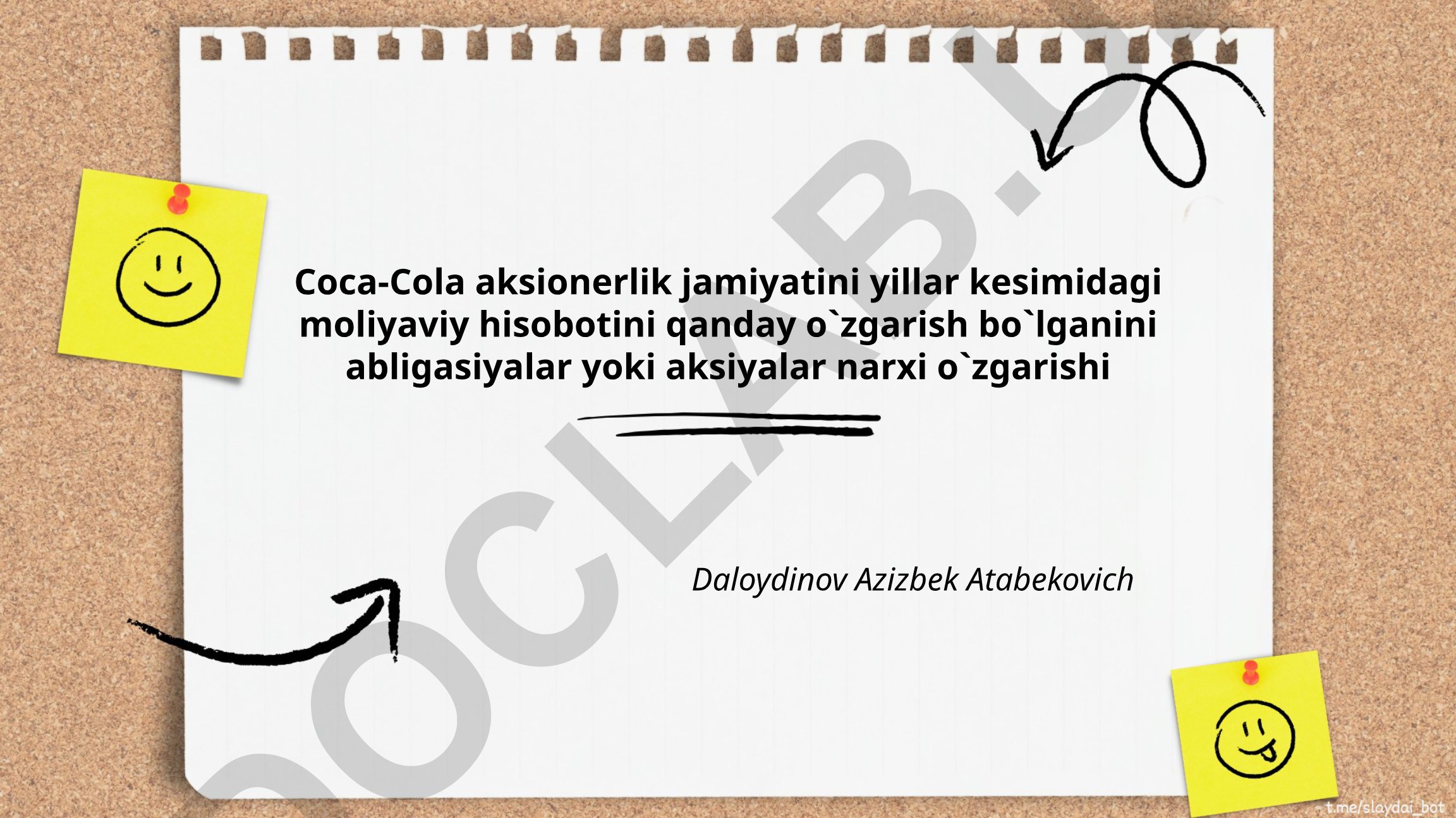 Coca-Cola aksionerlik jamiyatining moliyaviy hisobotlari va qimmatli qog'ozlar dinamikasi