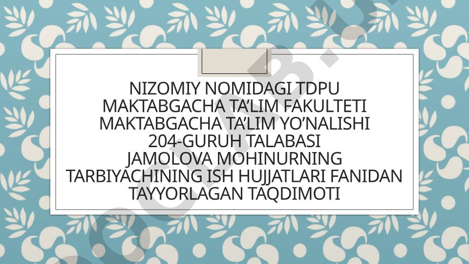 FILTR va PATRONAJ daftarlarining yuritilishi