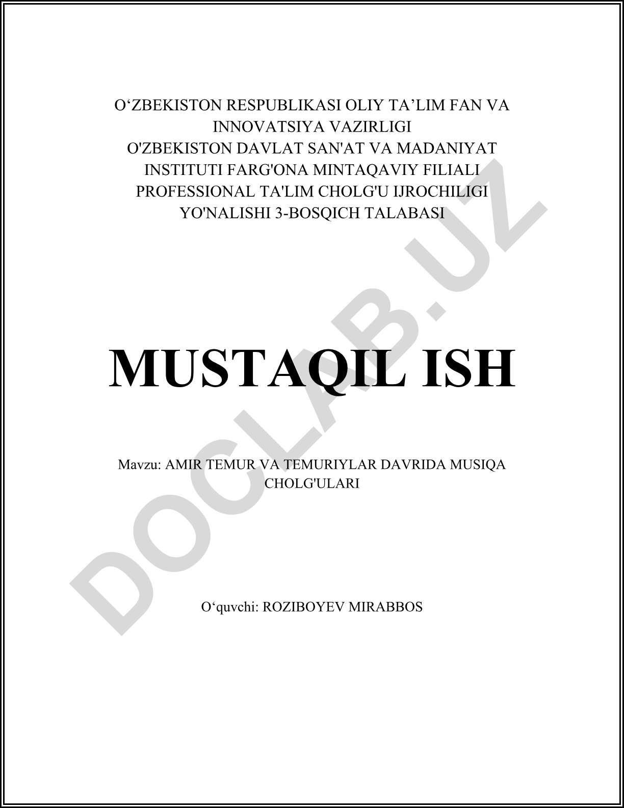 Amir Temur va Temuriylar davrida musiqa cholg'ulari