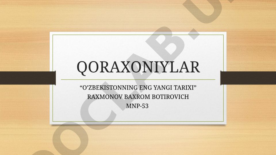 Qoraxoniylar davlatining tashkil topishi va tuzilishi