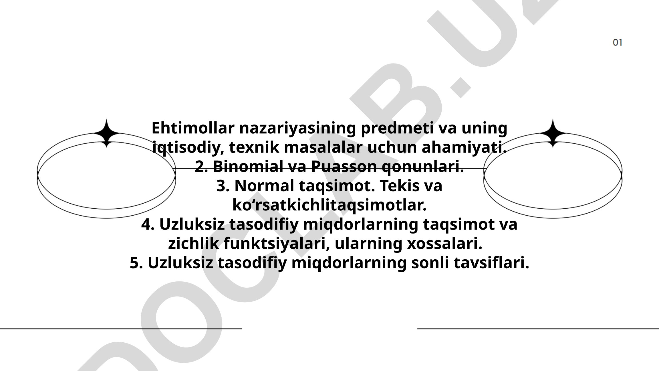 Ehtimollar nazariyasi va tasodifiy miqdorlar taqsimotlari