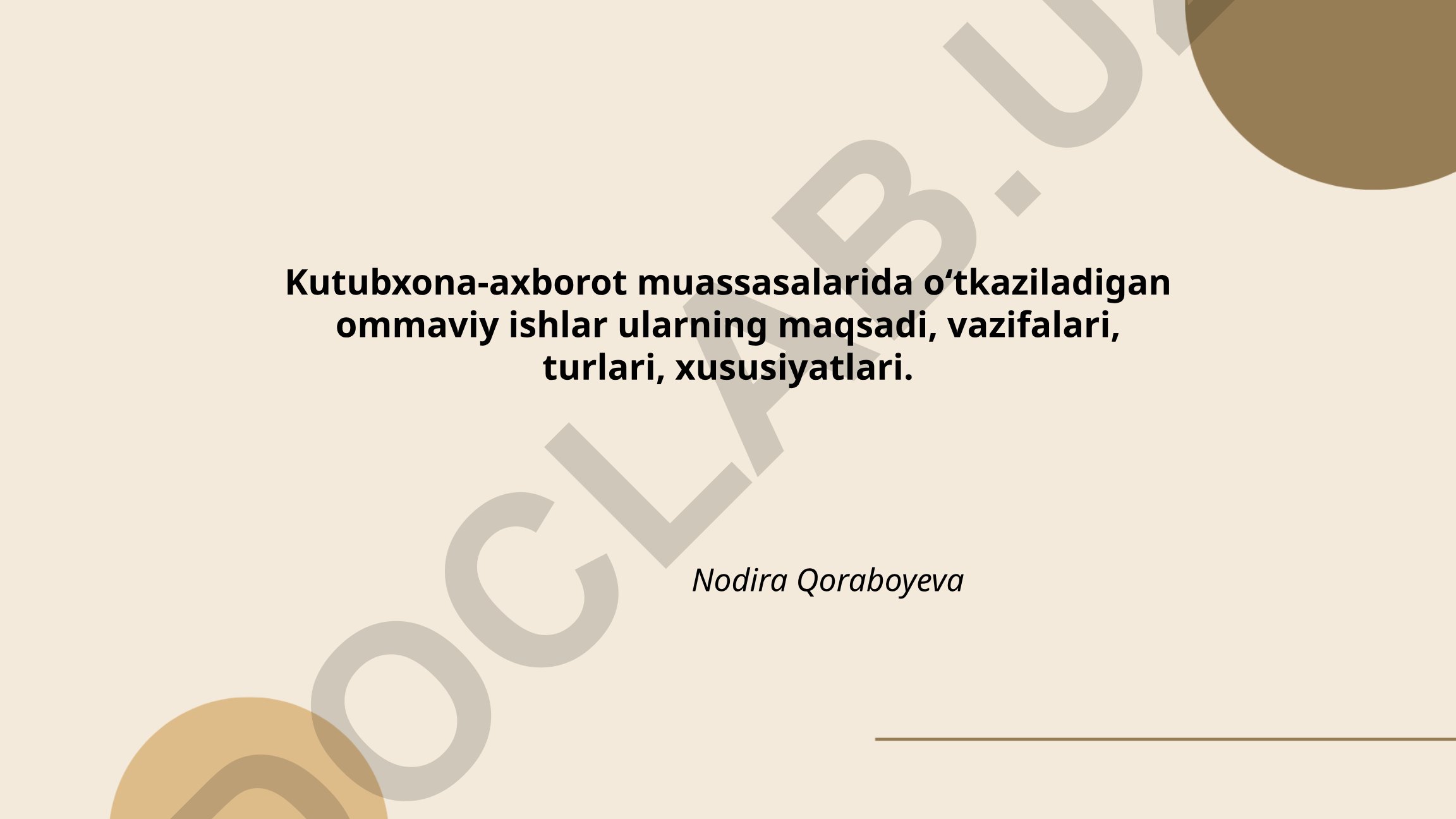 Kutubxona-axborot muassasalarida o‘tkaziladigan ommaviy ishlar