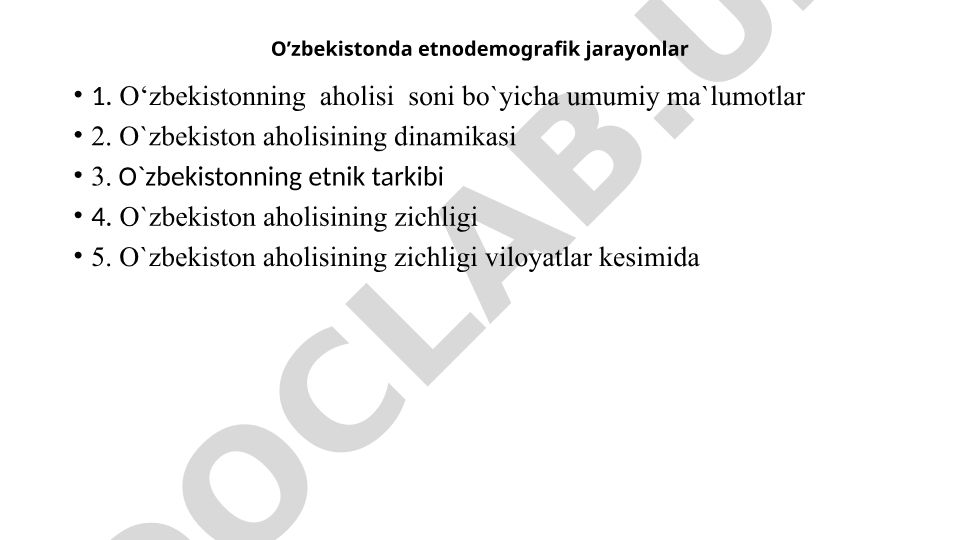 O'zbekistonda etnodemografik jarayonlar
