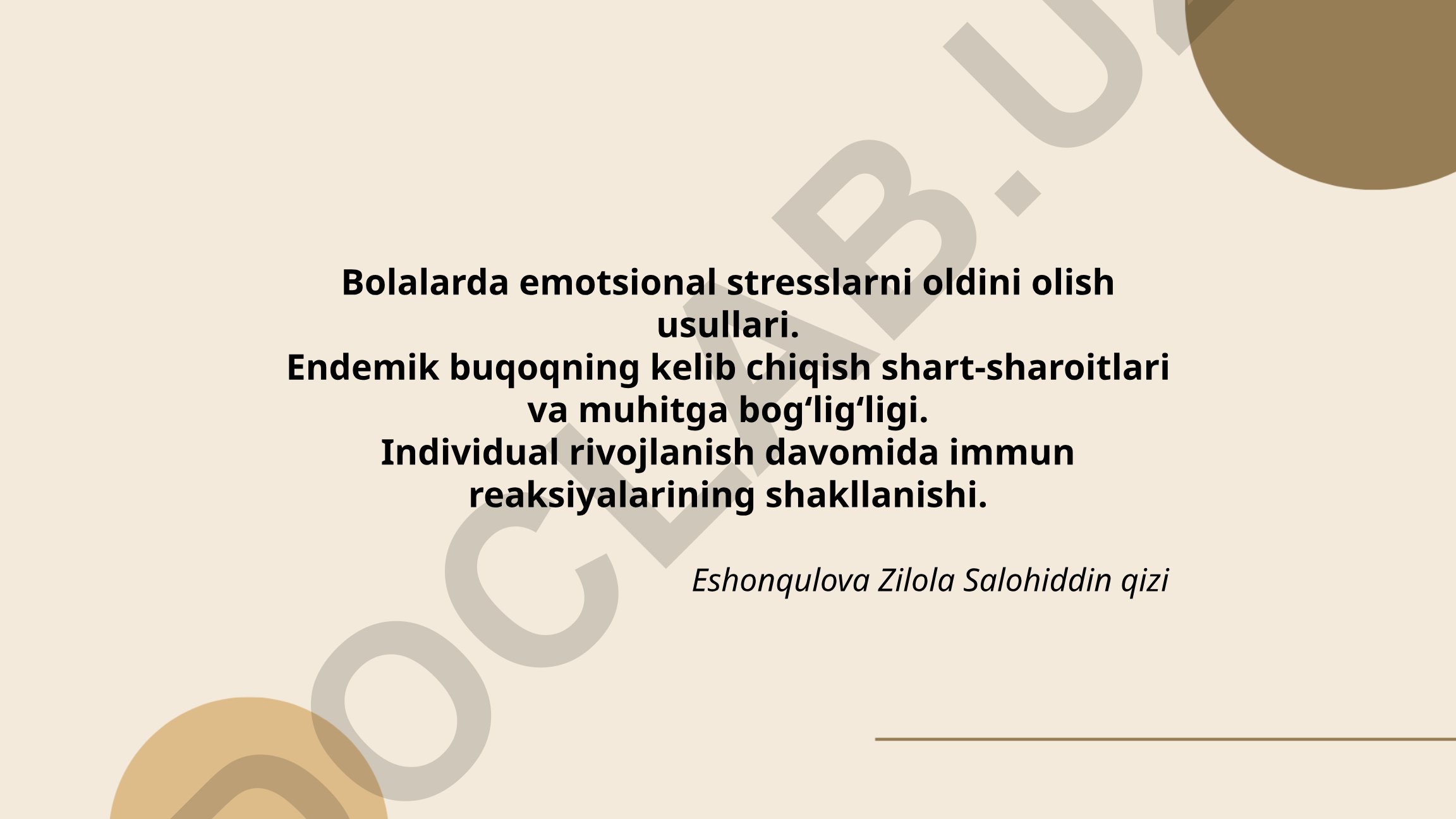 Bolalarda emotsional stresslarni oldini olish usullari va immun reaksiyalarining shakllanishi