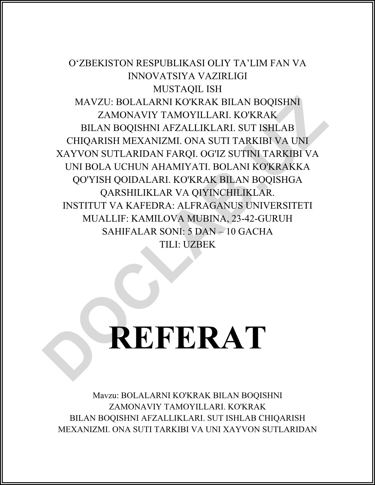 Bolalarni ko'krak bilan boqishning zamonaviy tamoyillari va afzalliklari