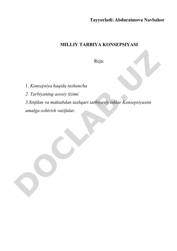 Milliy tarbiya konsepsiyasi