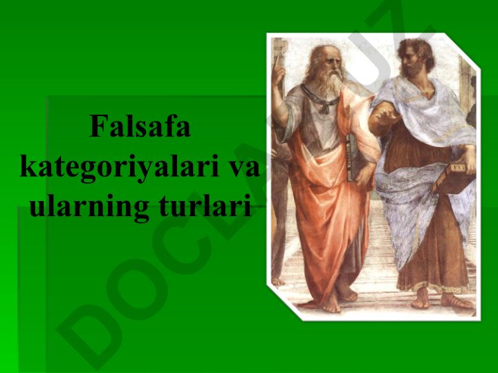Falsafa kategoriyalari va ularning turlari