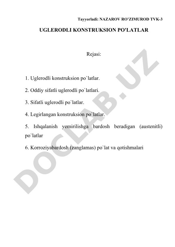 Uglerodli konstruksion po'latlar