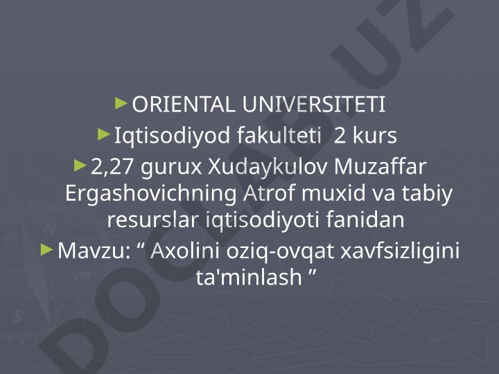 Aholini oziq-ovqat xavfsizligini ta'minlash
