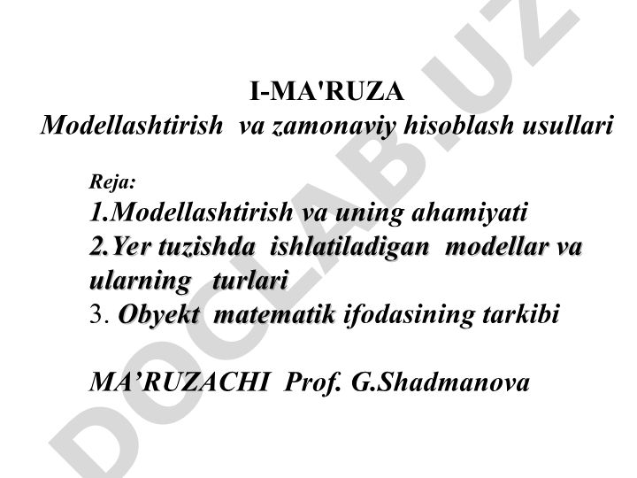 Modellashtirish va zamonaviy hisoblash usullari