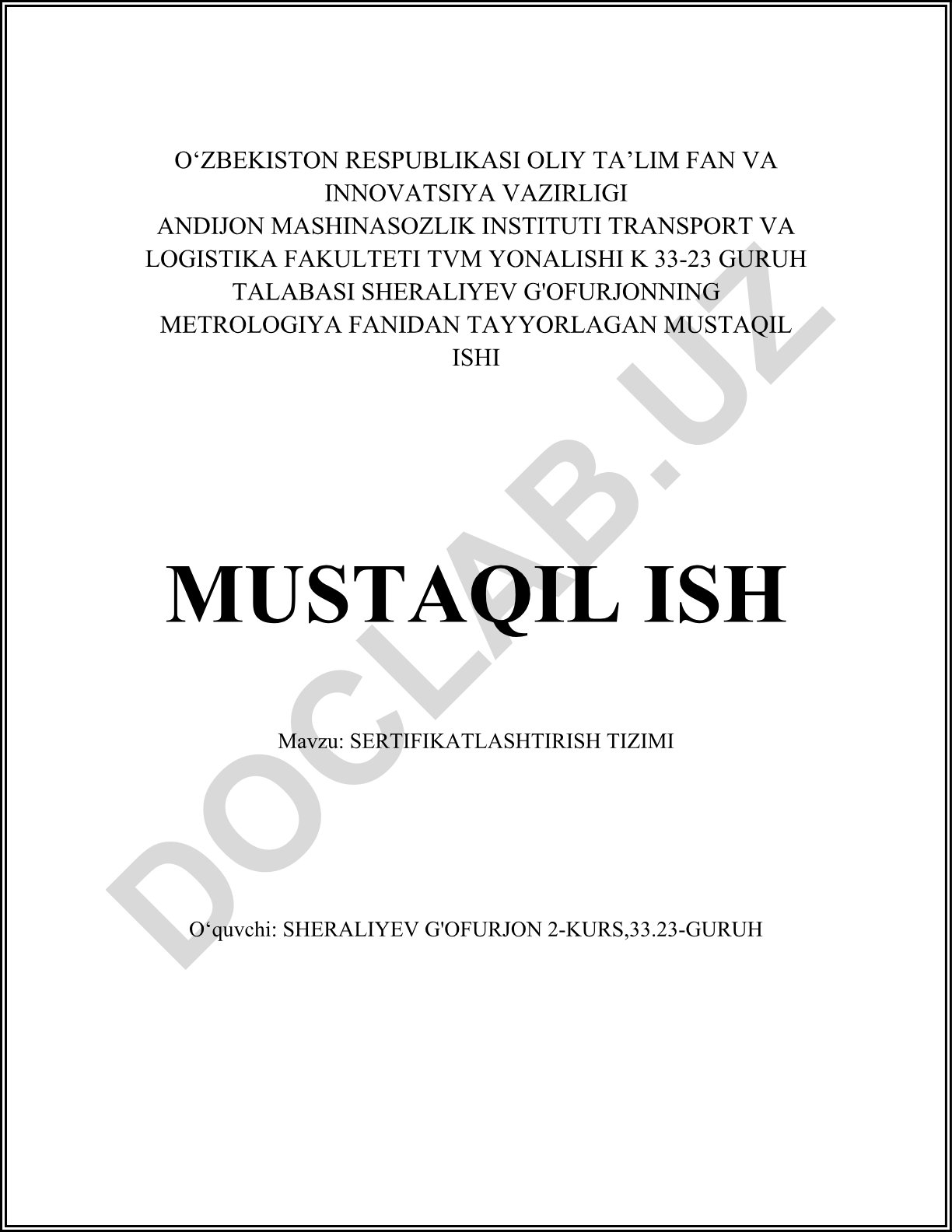 Sertifikatlashtirish tizimi