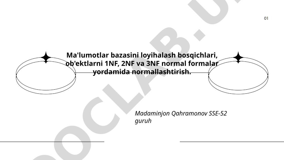 Ma'lumotlar bazasini loyihalash bosqichlari va normallashtirish