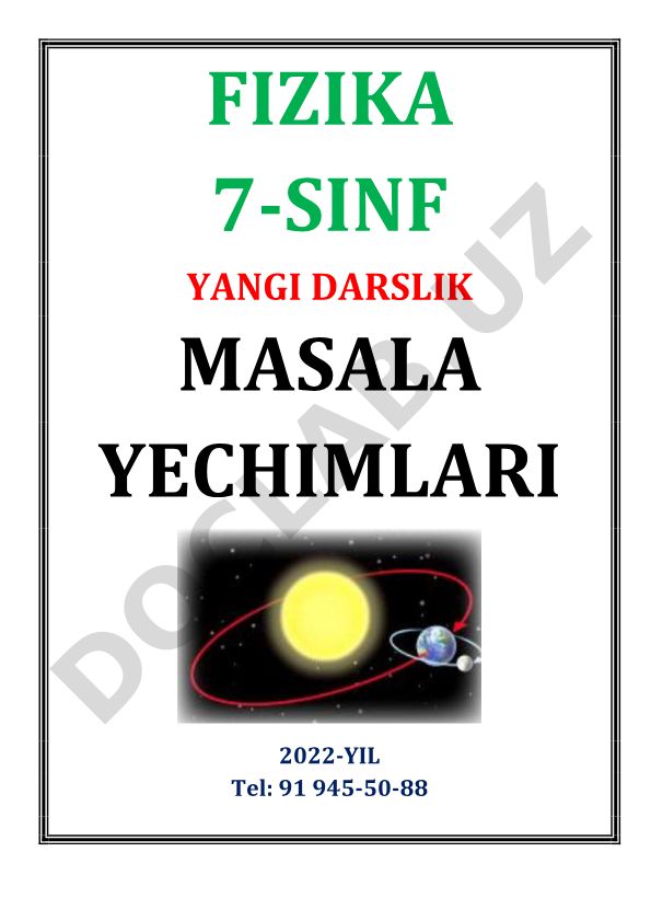 Fizika 7-sinf darsligi masala yechimlari