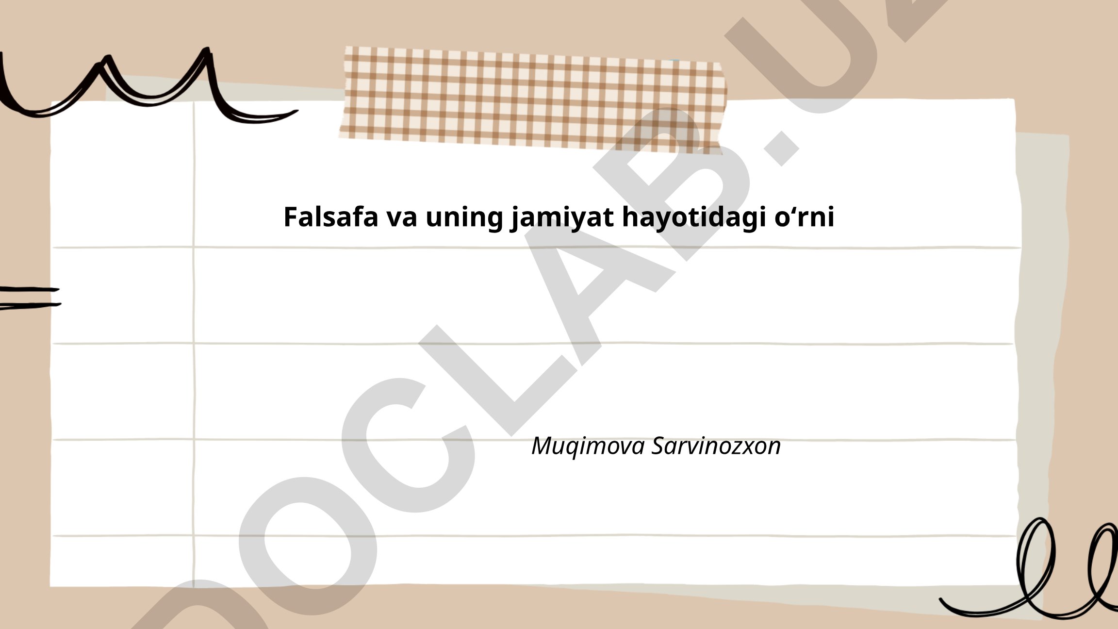 Falsafa va uning jamiyat hayotidagi oʻrni