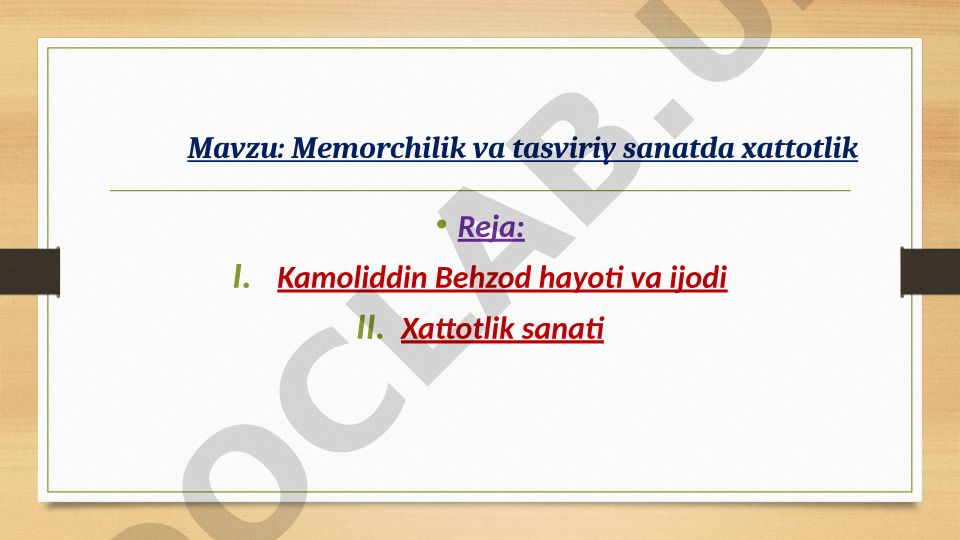 Memorchilik va tasviriy sanatda xattotlik