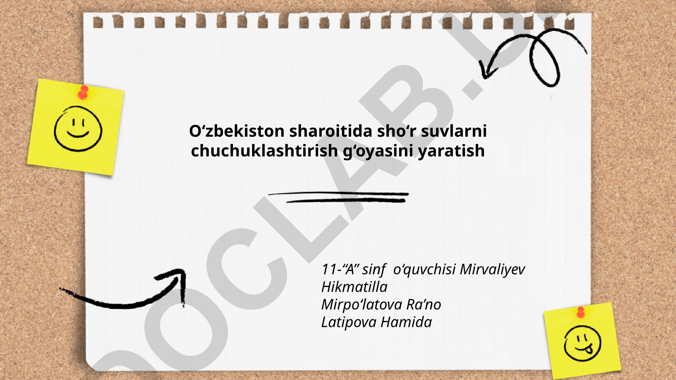 O‘zbekiston sharoitida sho‘r suvlarni chuchuklashtirish g‘oyasi