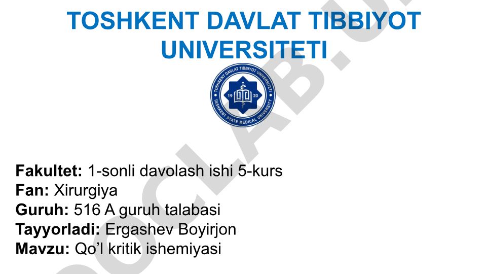 Qo’l kritik ishemiyasi