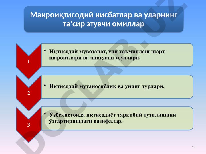 Макроиқтисодий нисбатлар ва уларнинг та'сир этувчи омиллар