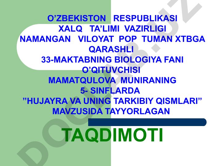 Hujayra va uning tarkibiy qismlari
