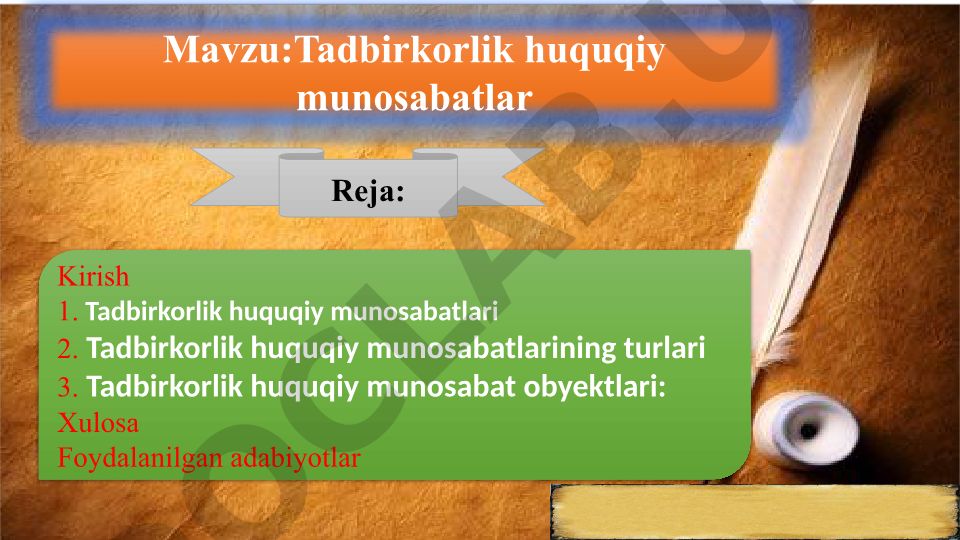 Tadbirkorlik huquqiy munosabatlari