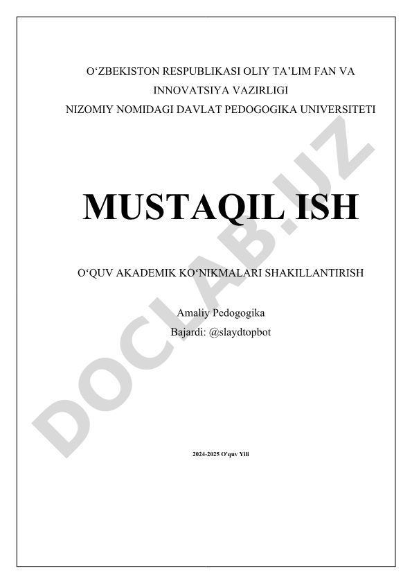 O'quv akademik ko'nikmalarni shakillantirish usullari va strategiyalari