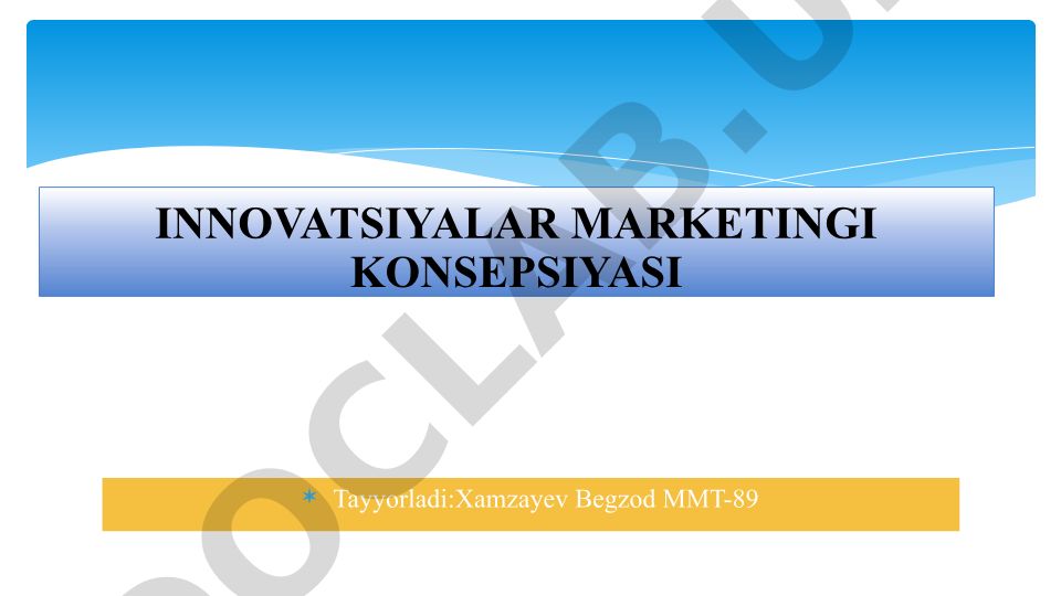 Innovatsiyalar marketingi konsepsiyasi