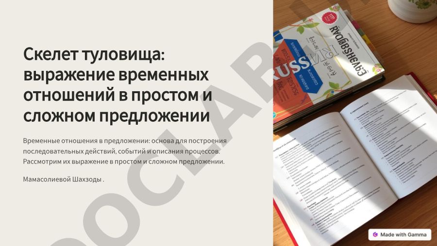 Скелет туловища: выражение временных отношений в простом и сложном предложении