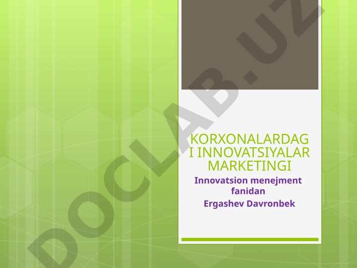 Korxonalardagi innovatsiyalar marketingi