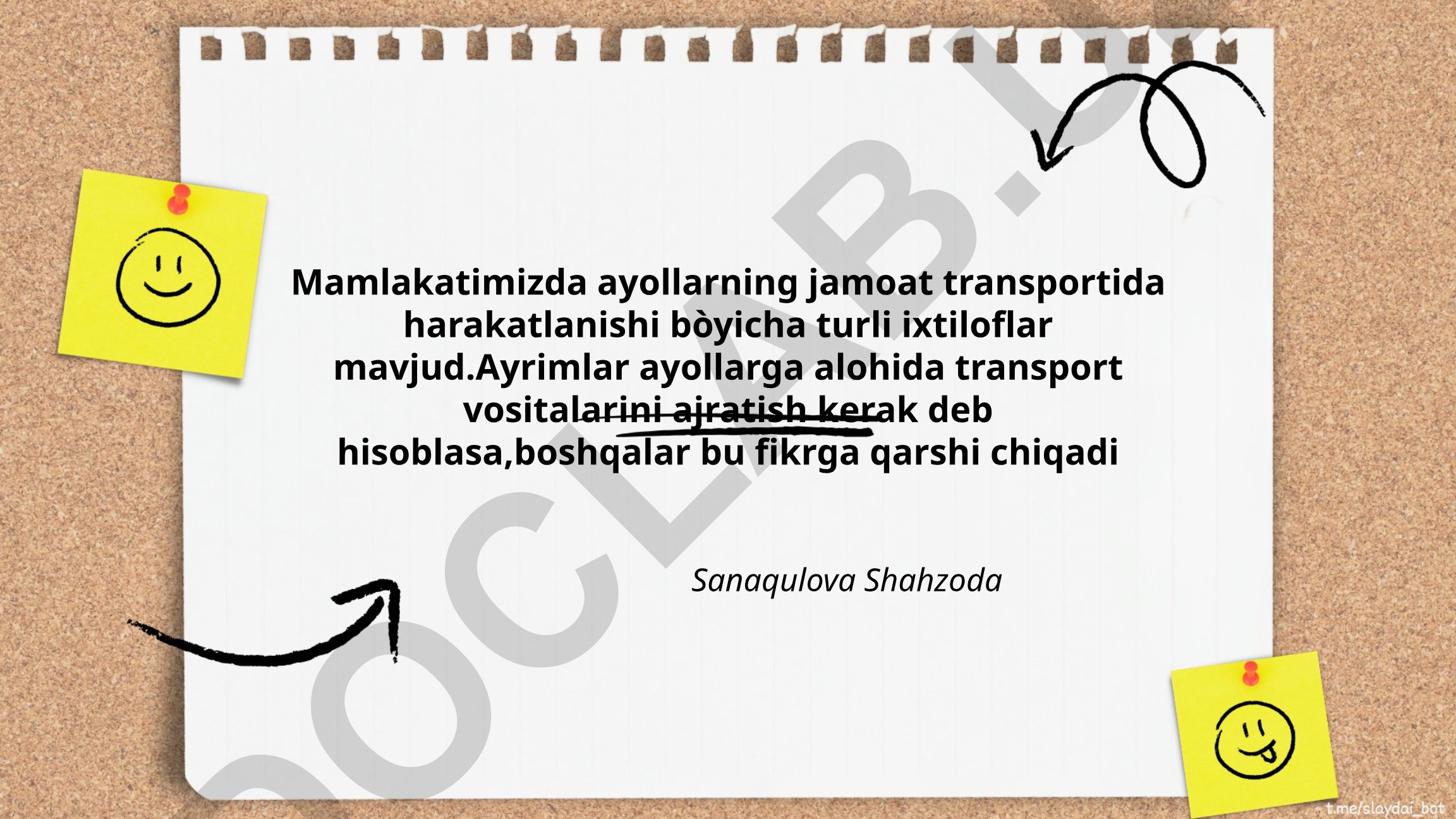 Ayollarning jamoat transportida harakatlanishi va xavfsizligi