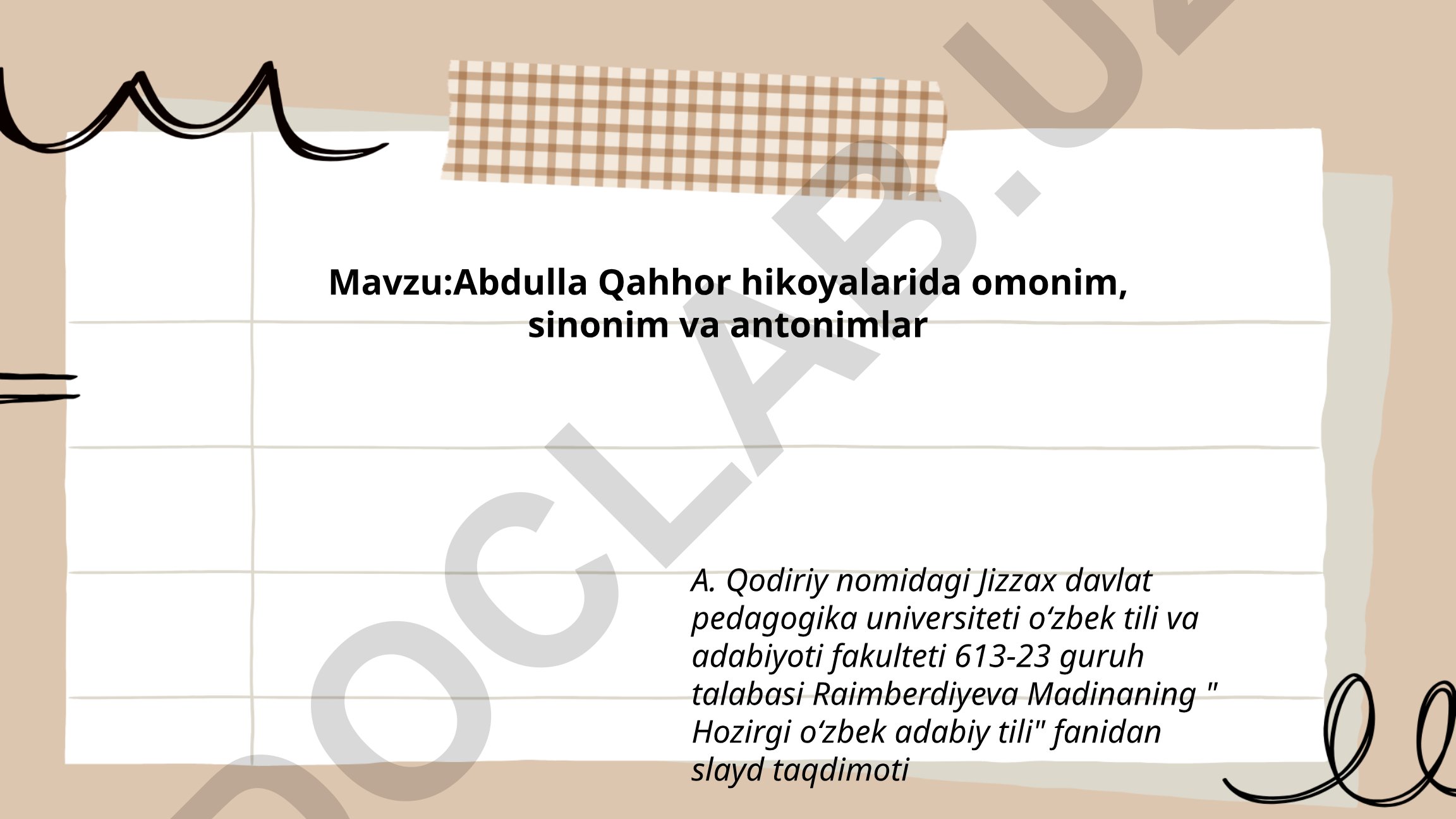 Abdulla Qahhor hikoyalarida omonim, sinonim va antonimlar