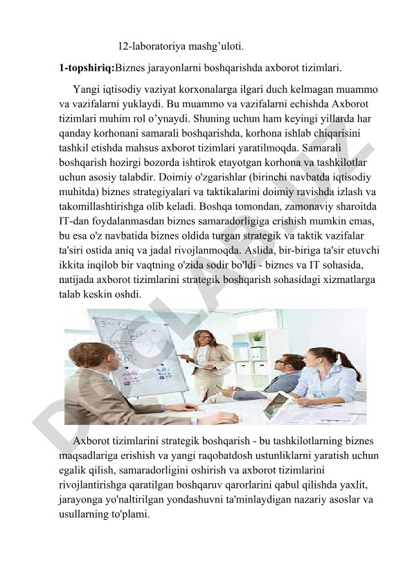 Biznes jarayonlarni boshqarishda axborot tizimlari