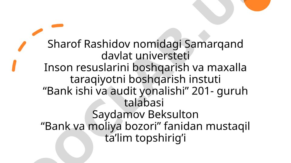 Moliya bozorini muvofiqlashtirish va nazorat