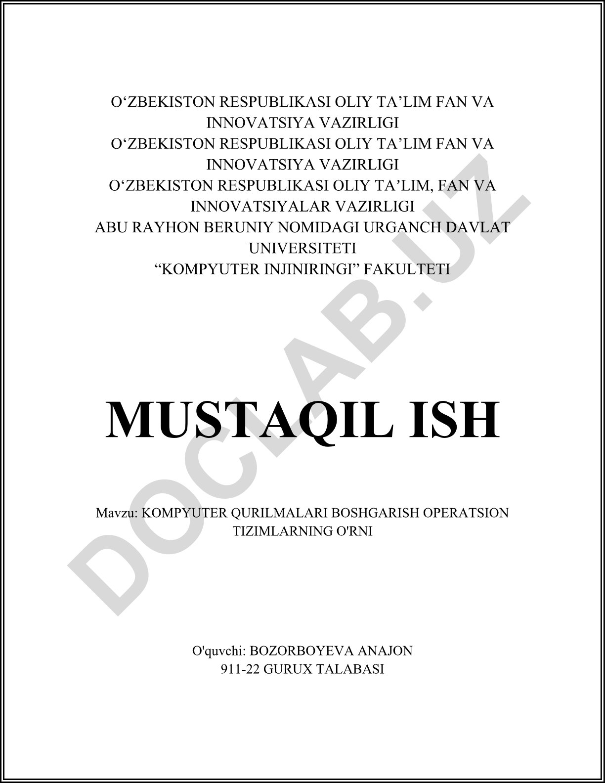 Kompyuter qurilmalarini boshqarishda operatsion tizimlarning o'rni