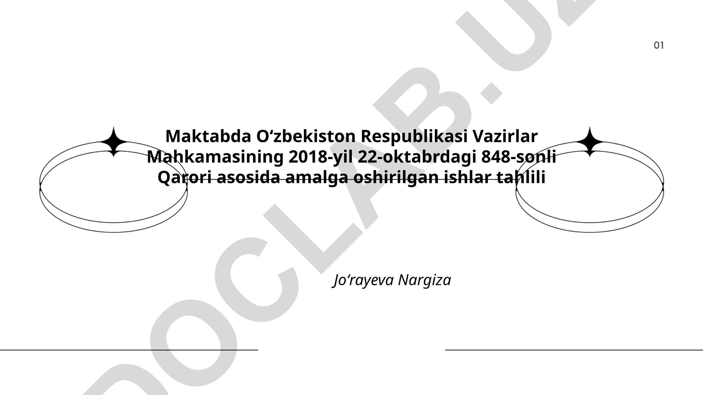 Vazirlar Mahkamasining 848-sonli Qarori asosida maktabda amalga oshirilgan ishlar tahlili