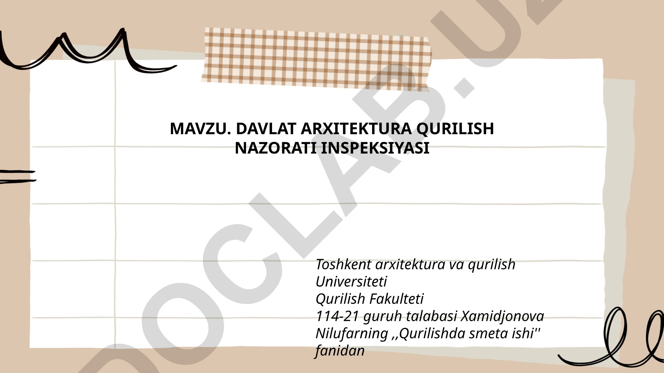 Davlat arxitektura qurilish nazorati inspeksiyasi