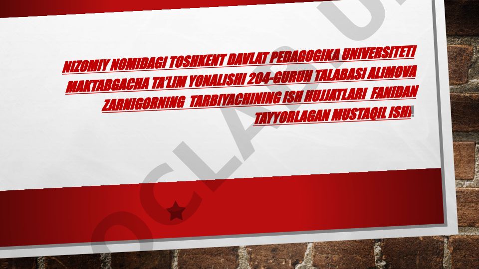 Maktabgacha ta’lim tashkiloti tarbiyachining lavozim vazifalari