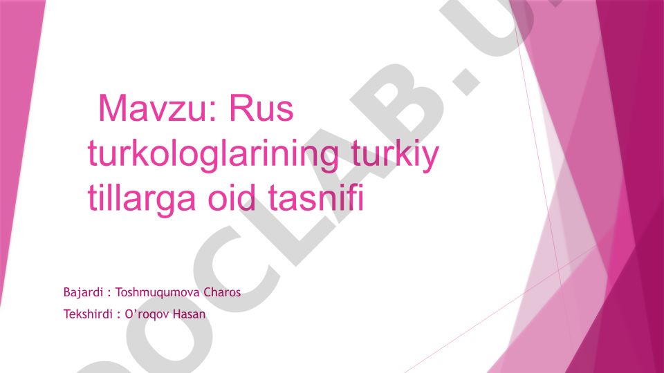 Rus turkologlarining turkiy tillarga oid tasnifi