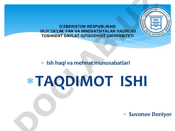 Ish haqi va mehnat munosabatlari