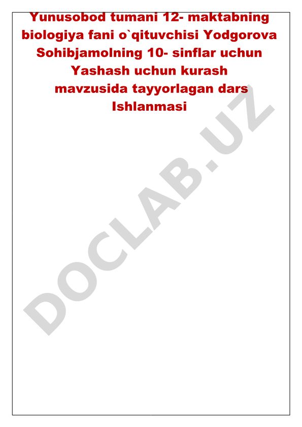 Yashash uchun kurash