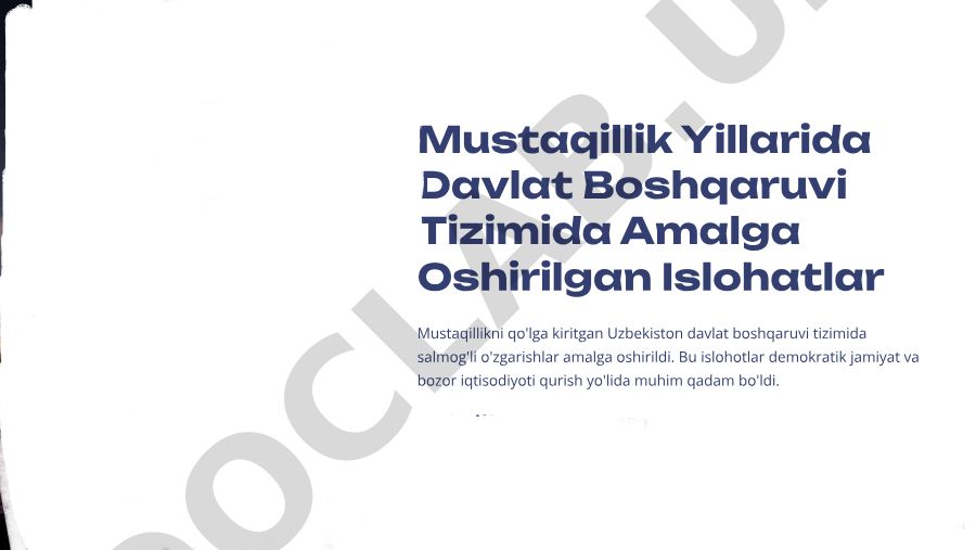 Mustaqillik yillarida davlat boshqaruvi tizimida amalga oshirilgan islohotlar