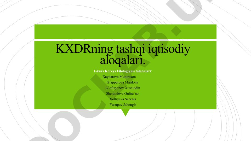 KXDRning tashqi iqtisodiy aloqalari va istiqbollari