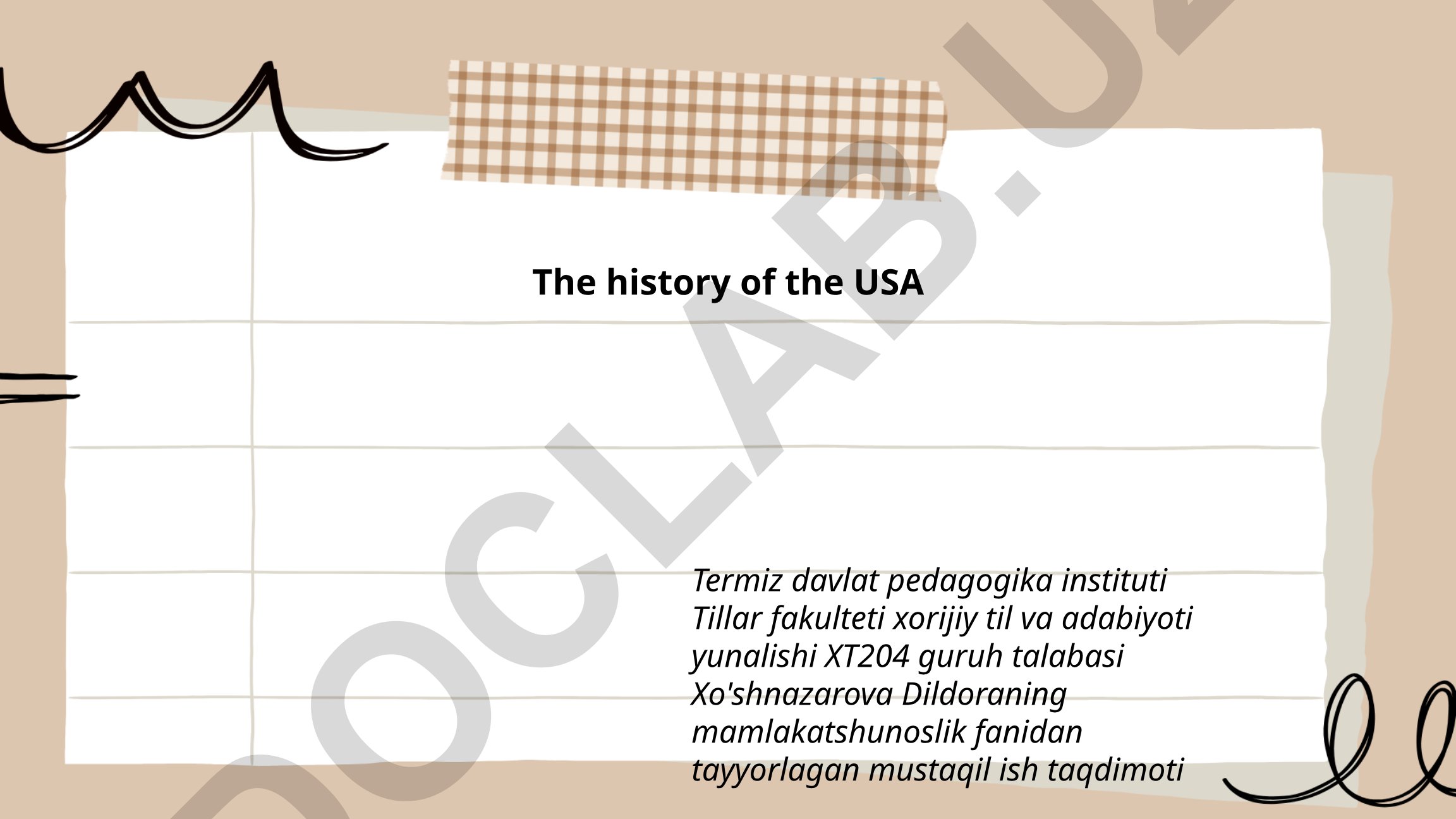 The history of the USA
