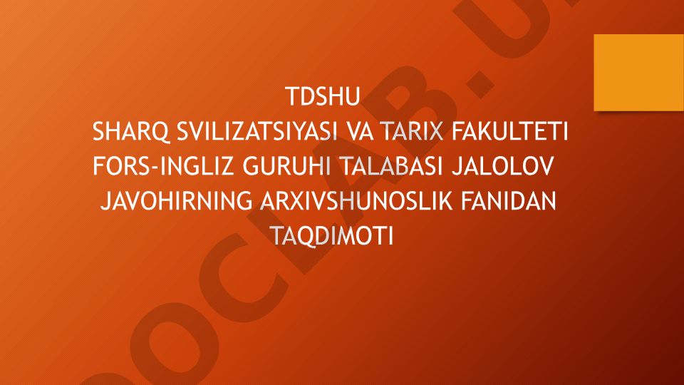 Turkiston o’lkasi mustamlaka davri arxivi