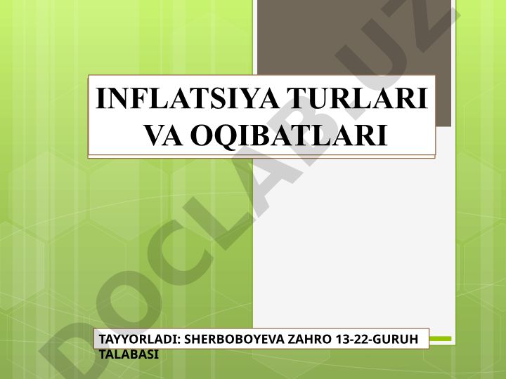 Inflatsiya turlari va oqibatlari