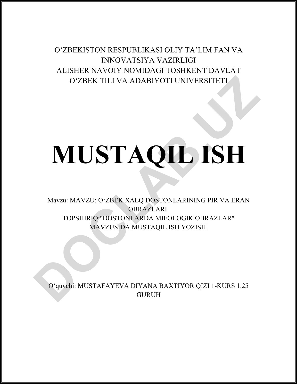 Oʻzbek xalq dostonlarining pir va eran obrazlari