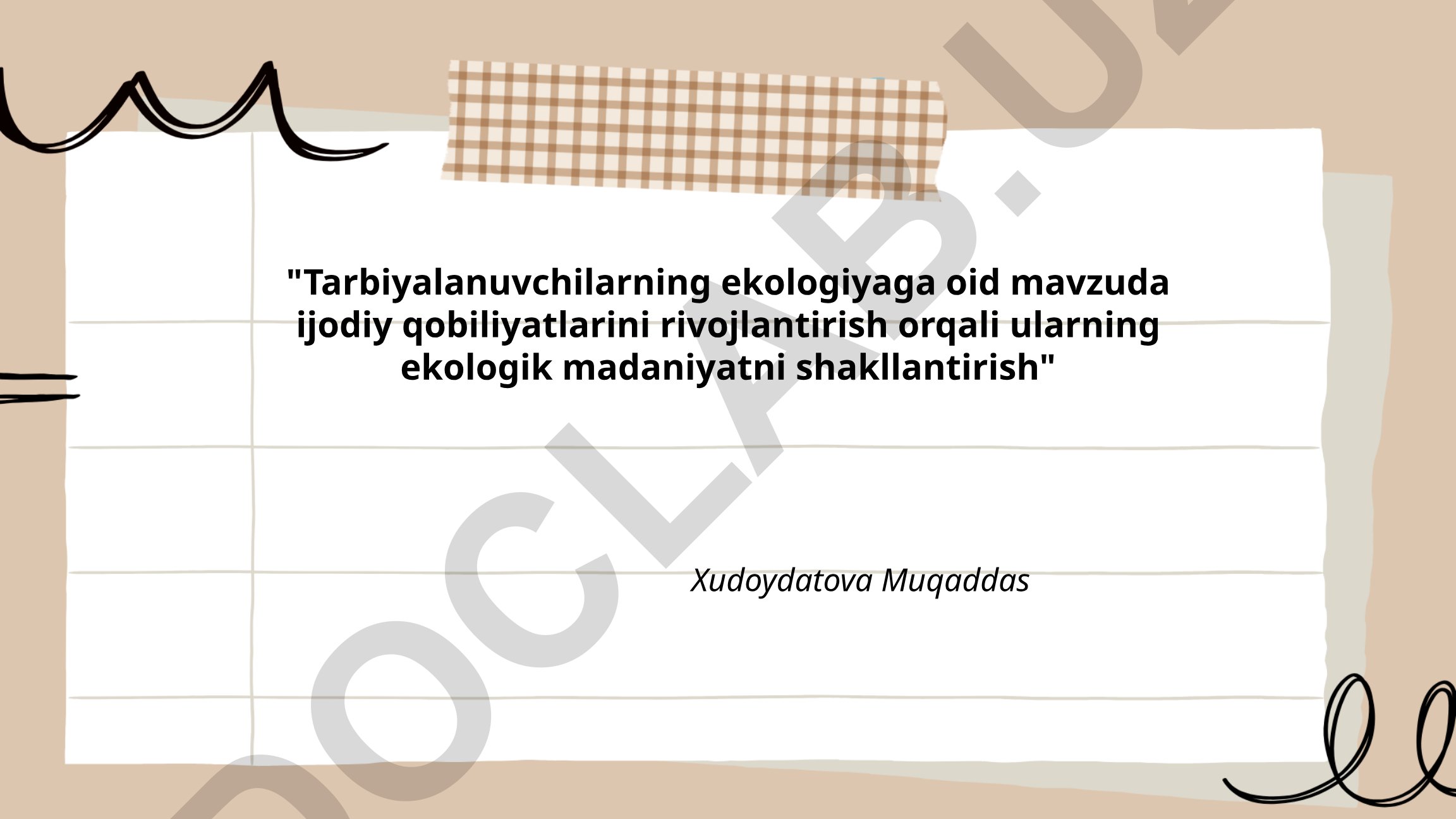 Tarbiyalanuvchilarning ekologiyaga oid ijodiy qobiliyatlarini rivojlantirish orqali ekologik madaniyatni shakllantirish