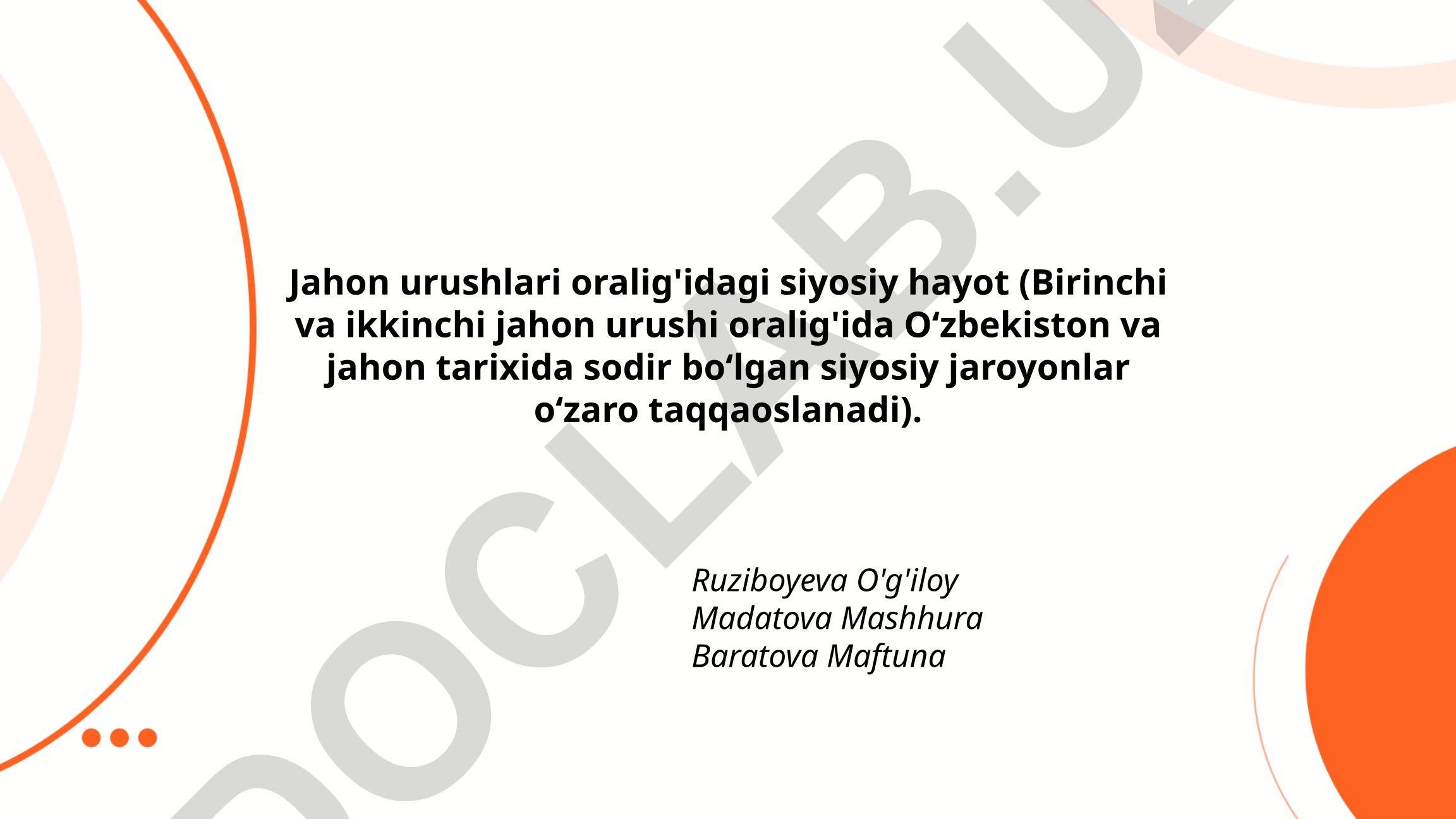 Jahon urushlari oralig'idagi siyosiy hayot