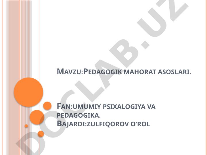Pedagogik mahorat asoslari