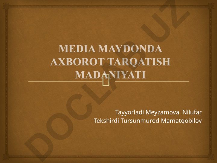 Axborot maydonida axloq va shaxs tushunchasi